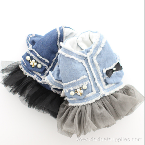 Latest Popular Dog Jean Dress Pet Bubble Dress
